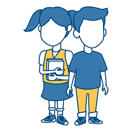 School kids friends cartoon icon vector illustrationのイラスト素材