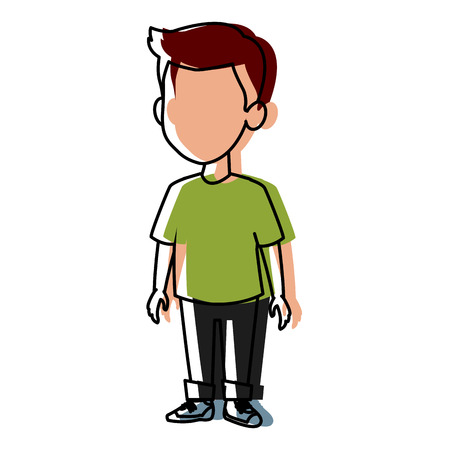 Cute schoolboy cartoon icon vector illustrationのイラスト素材