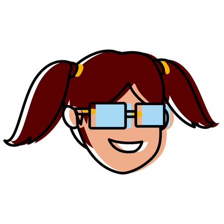 Girl cartoon face icon vector illustrationのイラスト素材