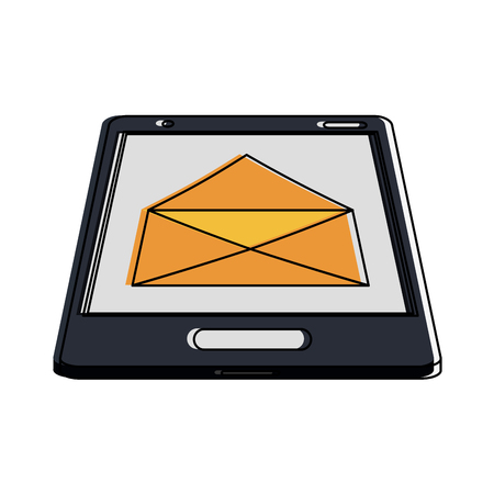 Message envelope on cellphone screen incoming message icon image vector illustration design.のイラスト素材