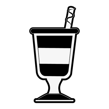 coffee beverage in glass cup with foam icon image vector illustration design  black and whiteのイラスト素材