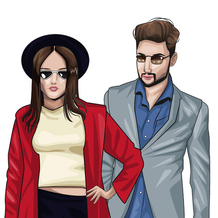 Young models with fashion clothes icon vector illustration graphic designのイラスト素材