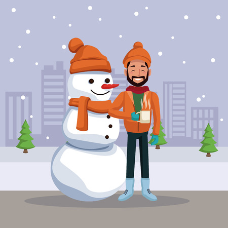 Man with snowboard cartoon icon vector illustration graphic designのイラスト素材