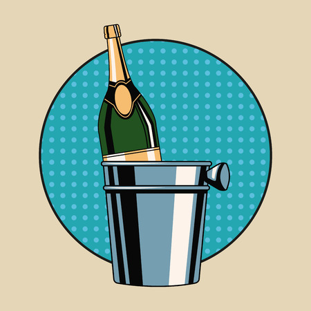 Champagne toast pop art icon vector illustration graphic designのイラスト素材
