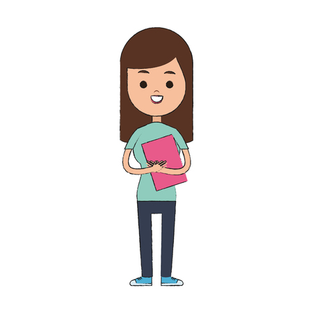 happy girl holding book icon image vector illustration designのイラスト素材