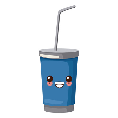 Soda cup with straw cute cartoon vector illustration.のイラスト素材