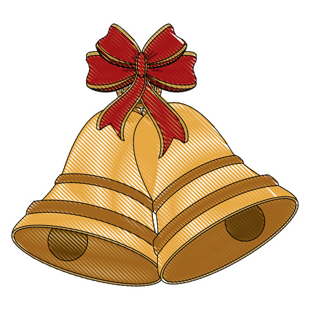 bell with ribbon bow ornament christmas related icon image vector illustration designのイラスト素材