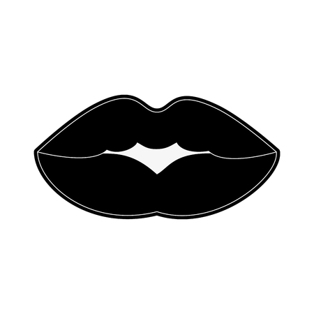 Lips of a woman with black lipstick icon  vector illustrationのイラスト素材