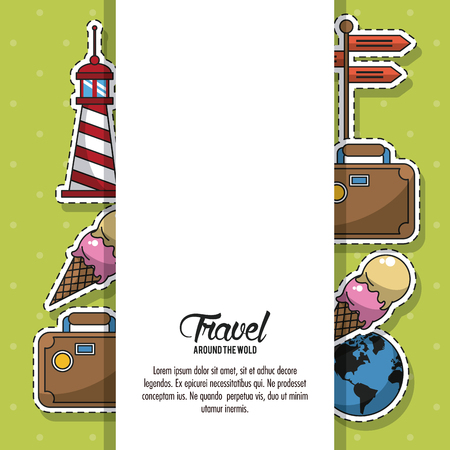 Travel around the world frame icon vector illustration graphicのイラスト素材