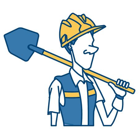Cartoon worker with tool icon.のイラスト素材