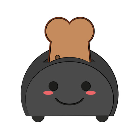 Toaster with bread cute kawaii cartoon vector illustrationのイラスト素材