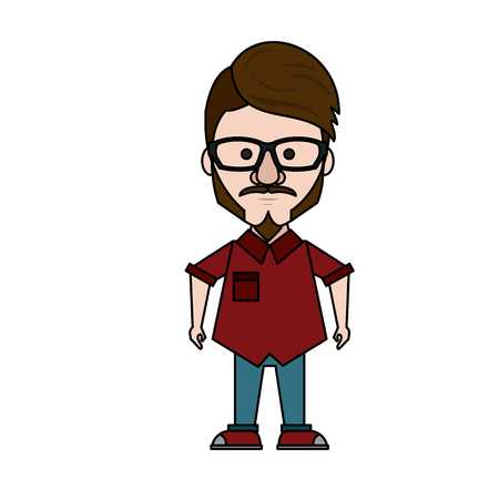 Hipster man cartoon icon vector illustration graphic designのイラスト素材
