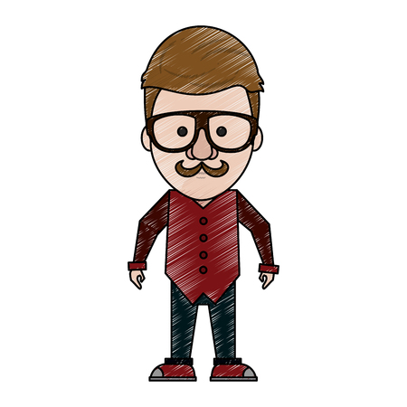 Hipster man cartoon icon vector illustration graphic designのイラスト素材