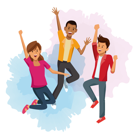 Friends jumping cartoon icon vector illustration graphic designのイラスト素材