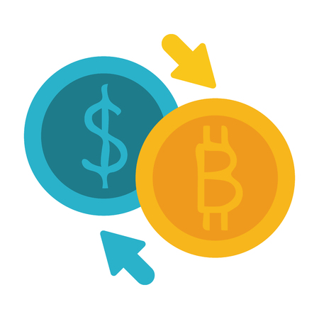 Bitcoin virtual money exchange icon vector illustration graphic designのイラスト素材