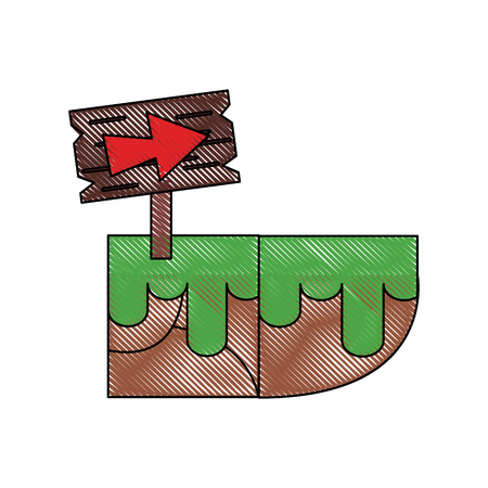 Wooden signpost game item icon vector illustration graphic designのイラスト素材