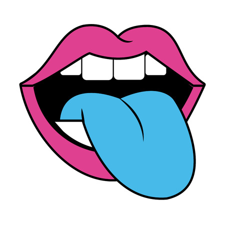 Mouth with tongue pop art icon vector illustration graphic designのイラスト素材