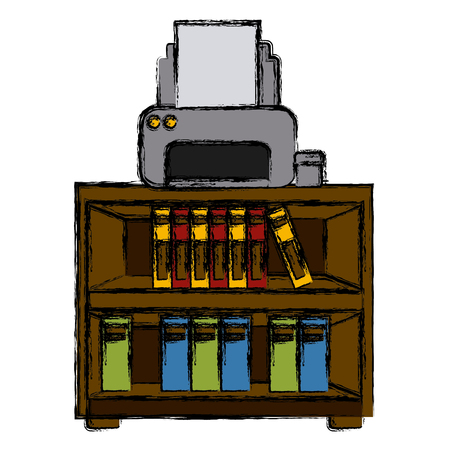 Office cabinet with printer icon vector illustration graphic designのイラスト素材