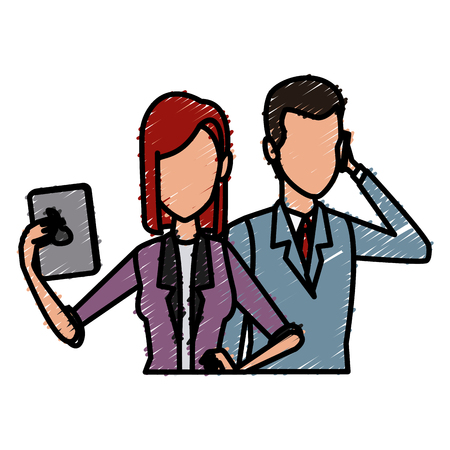 Business couple teamwork icon vector illustration graphic designのイラスト素材