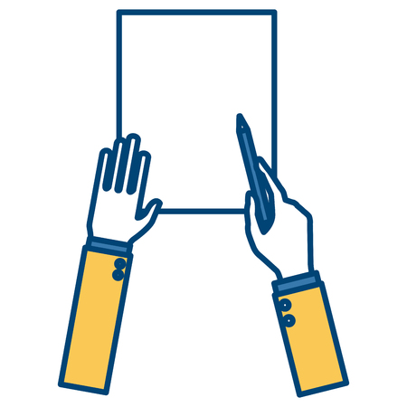 Hands planning with pencil on sheet icon vector illustration graphic designのイラスト素材