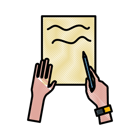Hands planning with pencil on sheet icon vector illustration graphic designのイラスト素材