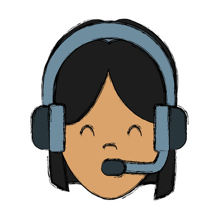 Call center woman avatar icon vector illustration graphic designのイラスト素材