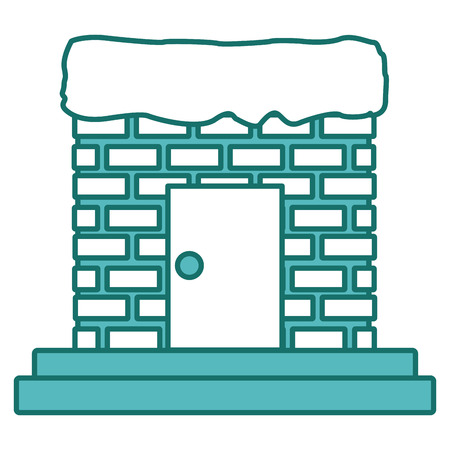 Chimney with door and stairs vector illustration graphic design drawのイラスト素材