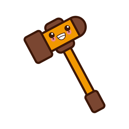 Gavel justice symbol kawaii cute cartoon vector illustration designのイラスト素材