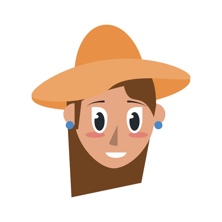 Cute woman face cartoon icon vector illustration graphic designのイラスト素材