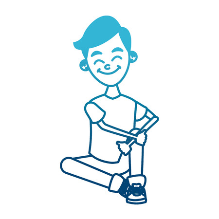 Boy seated cartoon icon vector illustration graphic designのイラスト素材