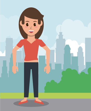 Young woman in the city icon vector illustration graphic designのイラスト素材