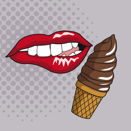 Delicious ice cream pop art icon vector illustration graphic designのイラスト素材