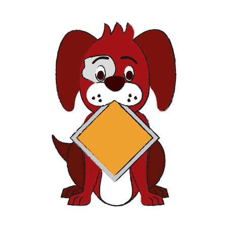 Dog with roadsign cartoon icon vector illustration graphic designのイラスト素材