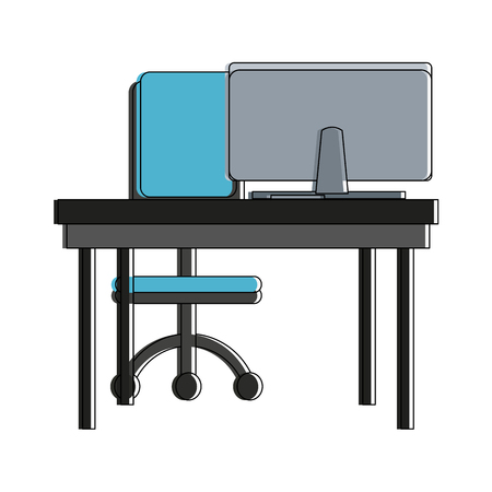 Office desk and pc icon vector illustration graphic designのイラスト素材