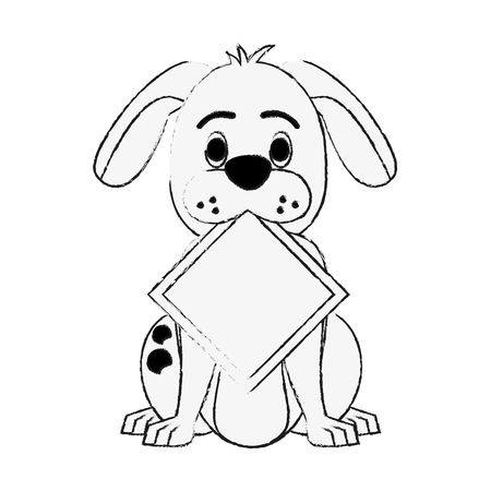 Dog with roadsign cartoon icon vector illustration graphic designのイラスト素材