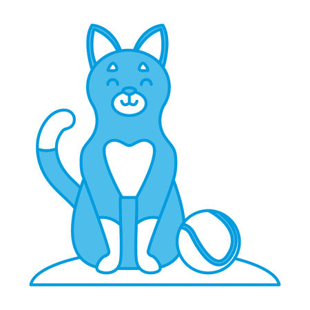 Cute cat with tennis ball icon  illustrationのイラスト素材