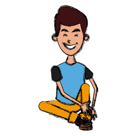 Boy seated cartoon icon vector illustration graphic designのイラスト素材