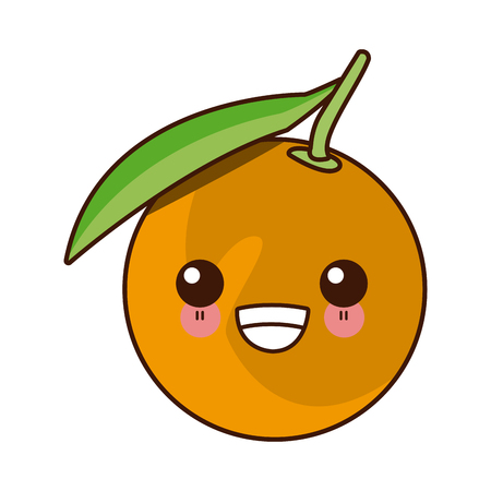 Orange half cut  cute cartoon vector illustrationのイラスト素材