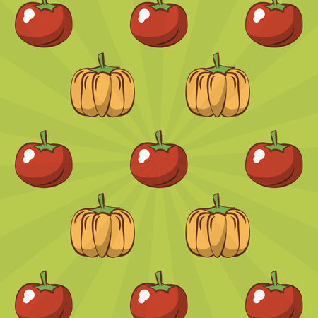Tomato and pumpkin background icon vector illustration graphic designのイラスト素材