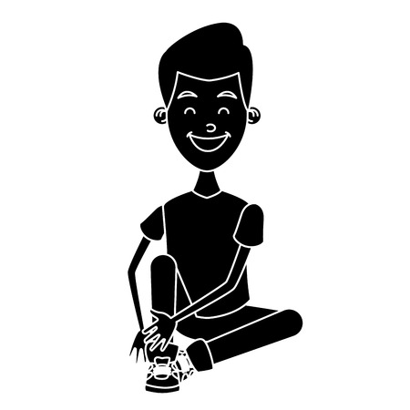 Boy seated cartoon icon vector illustration graphic designのイラスト素材