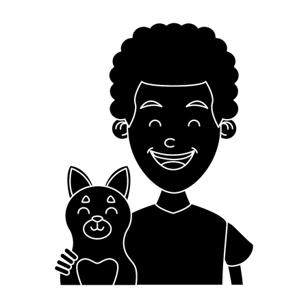 Boy with cat icon vector illustration graphic designのイラスト素材
