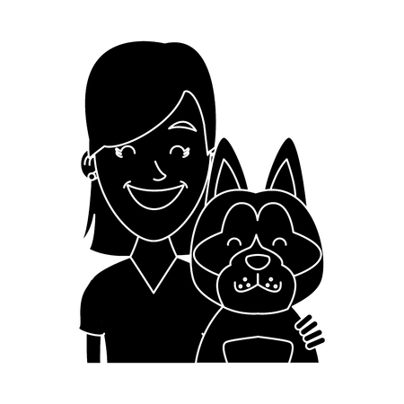 Girl with cat icon vector illustration graphic designのイラスト素材