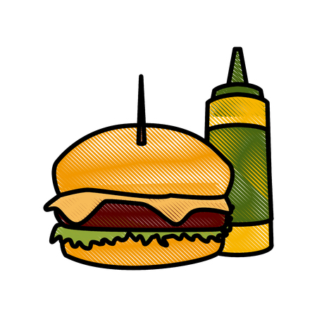 Hamburger fast food icon vector illustration graphic designのイラスト素材