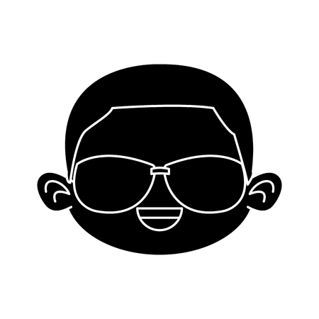 Cute boy with sunglasses cartoon icon vector illustration graphic designのイラスト素材