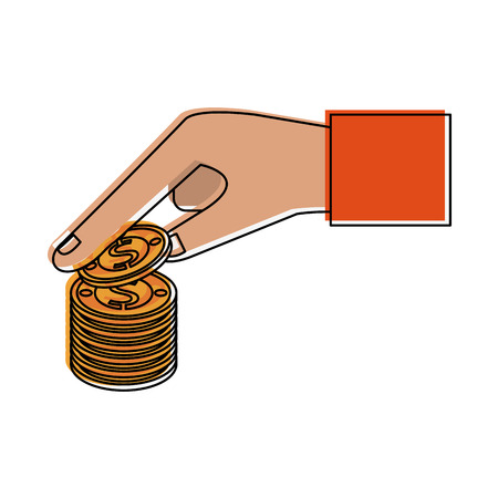 Hand with coin icon vecctor illustration graphic designのイラスト素材