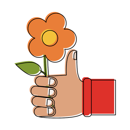 Hand holding a flower icon vecctor illustration graphic designのイラスト素材