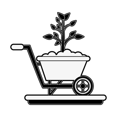 Plant on wheelbarrow icon vector illustration graphic designのイラスト素材