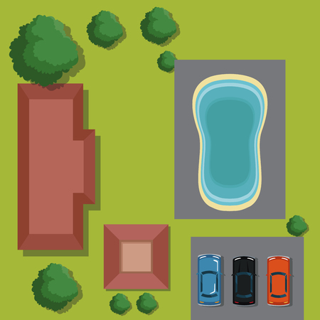 Urban top view cartoon icon vector illustration graphic designのイラスト素材