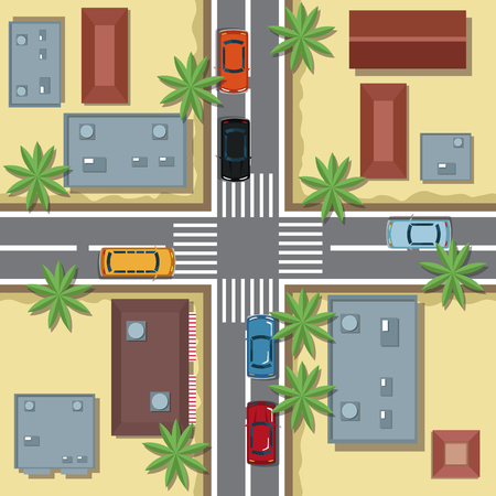 Urban top view cartoon icon vector illustration graphic designのイラスト素材