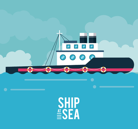 Boat ship at sea icon vector illustration graphic designのイラスト素材